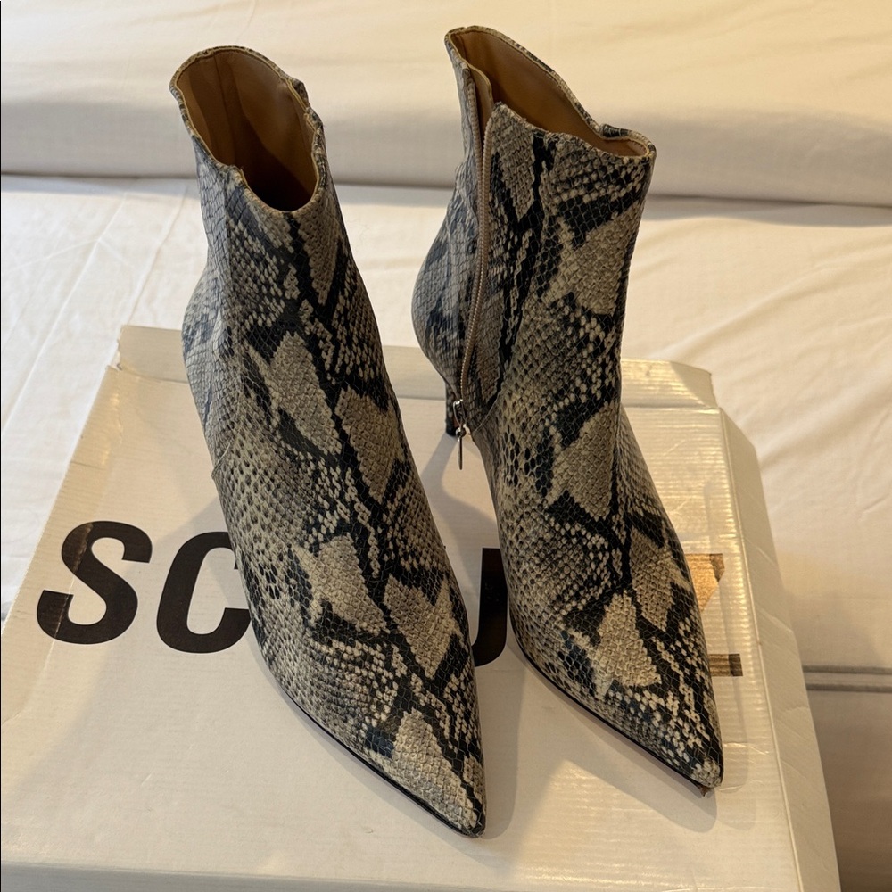 SCHUTZ Snakeskin Pattern Ankle Booties